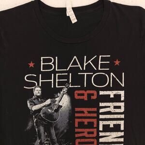 Blake Shelton Friends and Heroes Band Crew Neck T Shirt Womens Size L Black